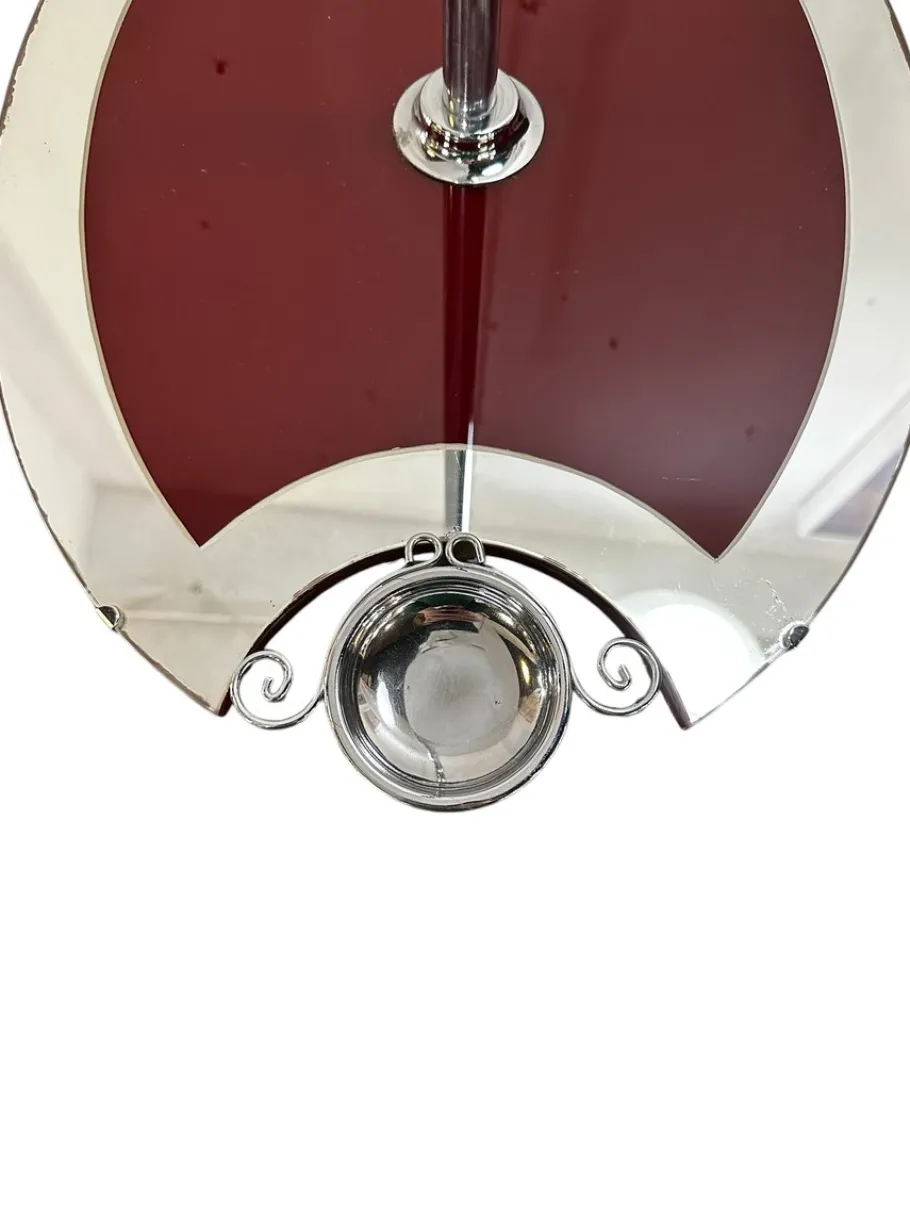 Online Pamono Art Deco Mirrored Chrome and Burgendy Drinks Table and Floor Lamp, 1930, Set of 2