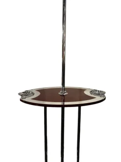 Online Pamono Art Deco Mirrored Chrome and Burgendy Drinks Table and Floor Lamp, 1930, Set of 2