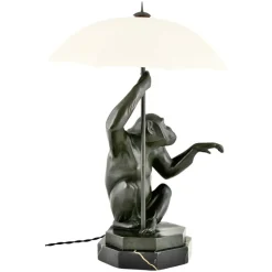 Best Pamono Art Deco Monkey with Umbrella Lamp by Max Le Verrier, 1927