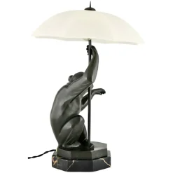 Best Pamono Art Deco Monkey with Umbrella Lamp by Max Le Verrier, 1927