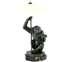 Best Pamono Art Deco Monkey with Umbrella Lamp by Max Le Verrier, 1927