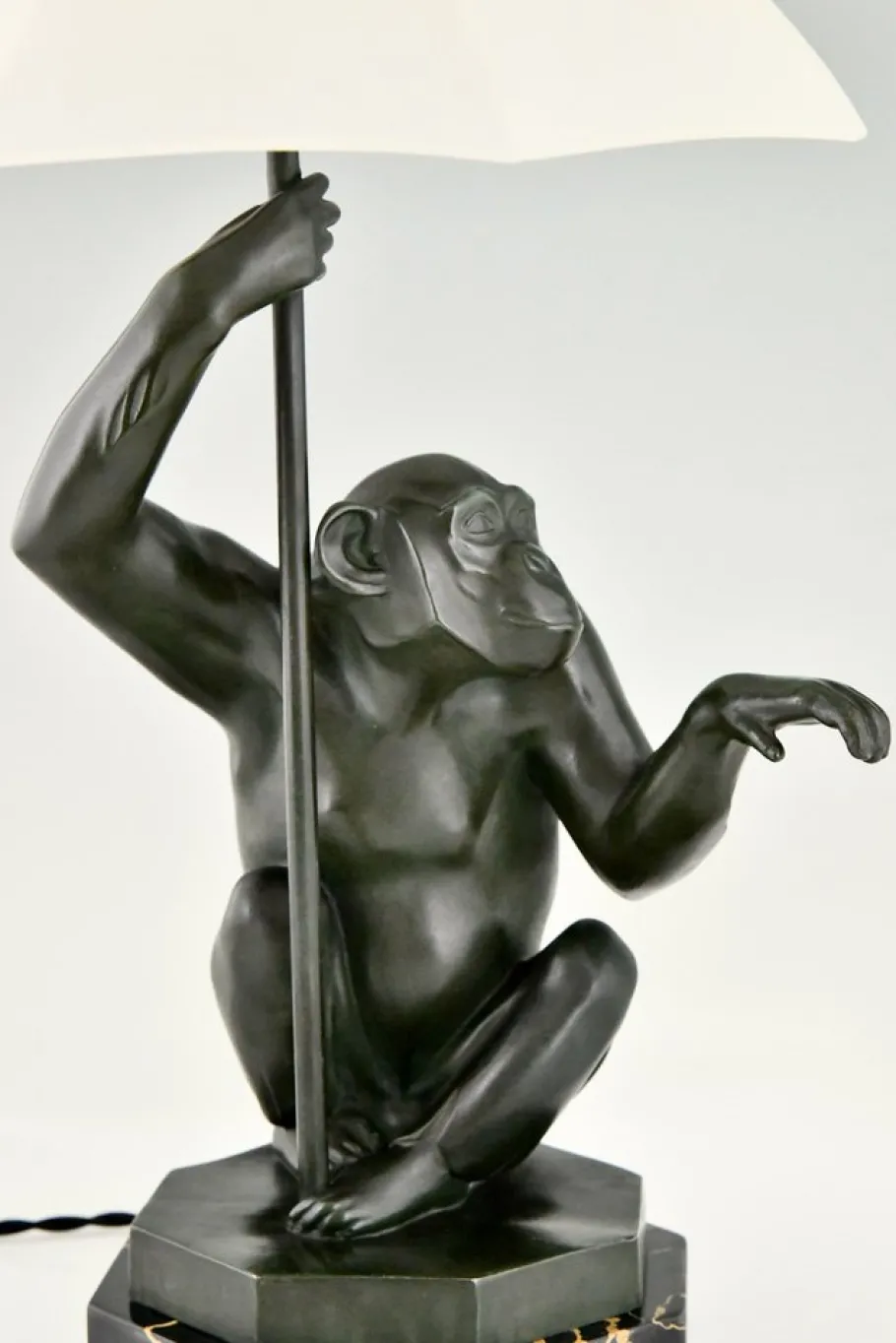 Best Pamono Art Deco Monkey with Umbrella Lamp by Max Le Verrier, 1927