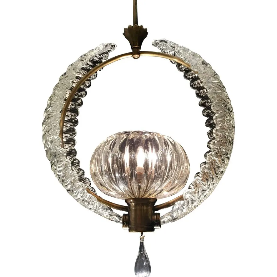 Clearance Pamono Art Deco Murano Chandelier by Ercole Barovier, 1940s
