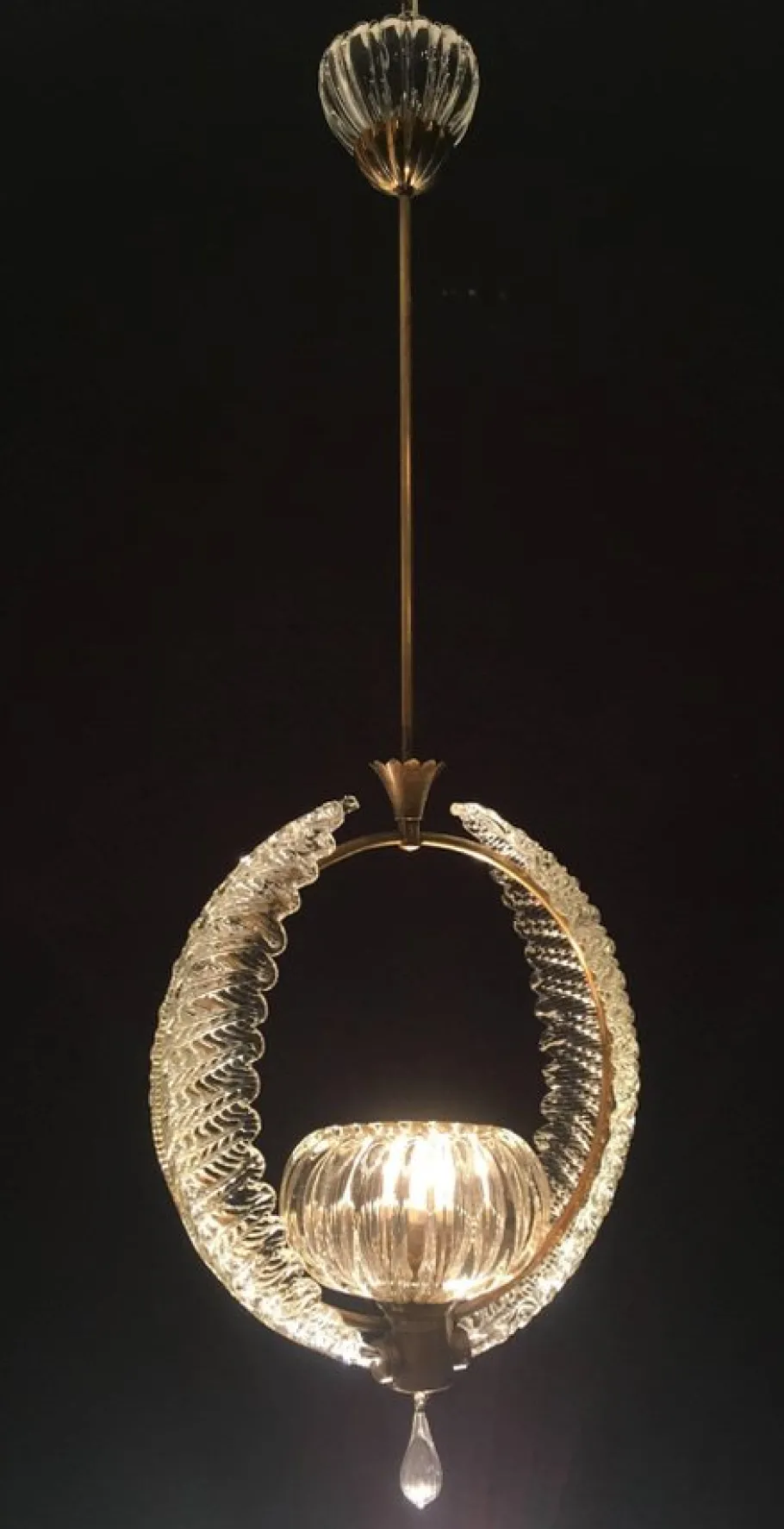 Clearance Pamono Art Deco Murano Chandelier by Ercole Barovier, 1940s