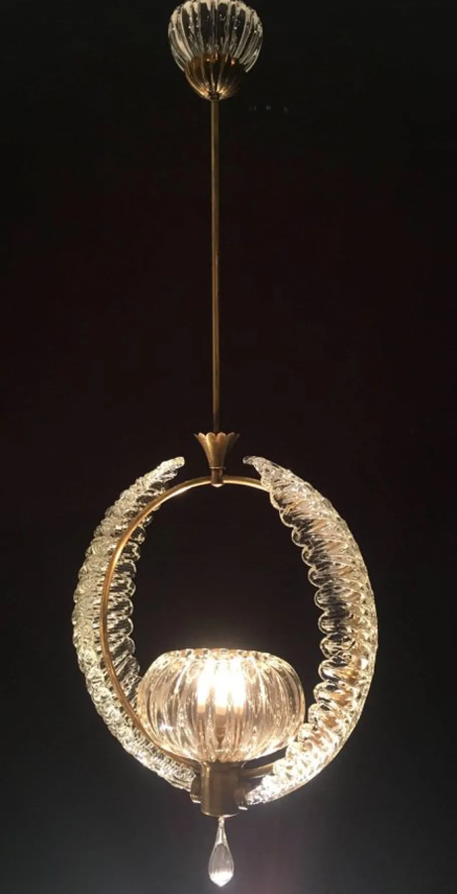 Clearance Pamono Art Deco Murano Chandelier by Ercole Barovier, 1940s