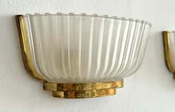 Discount Pamono Art Deco Murano Glass and Brass Wall Sconces by Archimede Seguso, 1940s, Set of 2