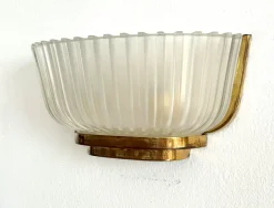 Discount Pamono Art Deco Murano Glass and Brass Wall Sconces by Archimede Seguso, 1940s, Set of 2