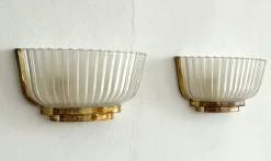 Discount Pamono Art Deco Murano Glass and Brass Wall Sconces by Archimede Seguso, 1940s, Set of 2