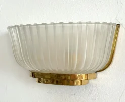 Discount Pamono Art Deco Murano Glass and Brass Wall Sconces by Archimede Seguso, 1940s, Set of 2