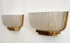 Discount Pamono Art Deco Murano Glass and Brass Wall Sconces by Archimede Seguso, 1940s, Set of 2