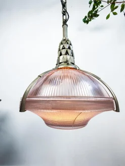 Online Pamono Art Deco Nickel Plated Bronze and Holophane Pendant Light by Émile-Jacques Ruhlmann, 1920s