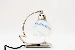 Outlet Pamono Art Deco Nickel Swivel Table Lamp with Glass Shade, 1920s