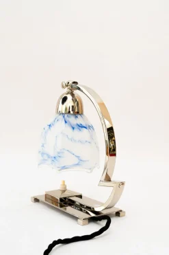 Outlet Pamono Art Deco Nickel Swivel Table Lamp with Glass Shade, 1920s