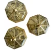 New Pamono Art Deco Octagonal Brass Wall Lamp with Cut Glass, 1930s