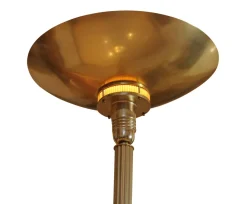 Pamono Art Deco Odeonesque Floor Lamp with Fluted Column Centre & Large Dished Uplighter, 1920s