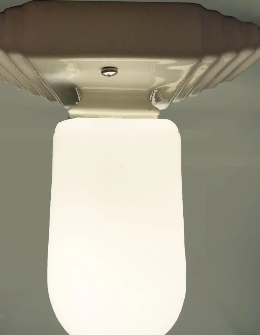 Online Pamono Art Deco Opaline Glass and Porcelain Sconce from Roca, 1920s