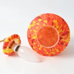 Sale Pamono Art Deco Orange Spatter Glass Table Lamp from Wilhelm Kralik, 1920s