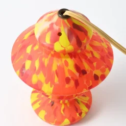 Sale Pamono Art Deco Orange Spatter Glass Table Lamp from Wilhelm Kralik, 1920s