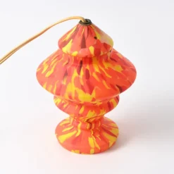 Sale Pamono Art Deco Orange Spatter Glass Table Lamp from Wilhelm Kralik, 1920s