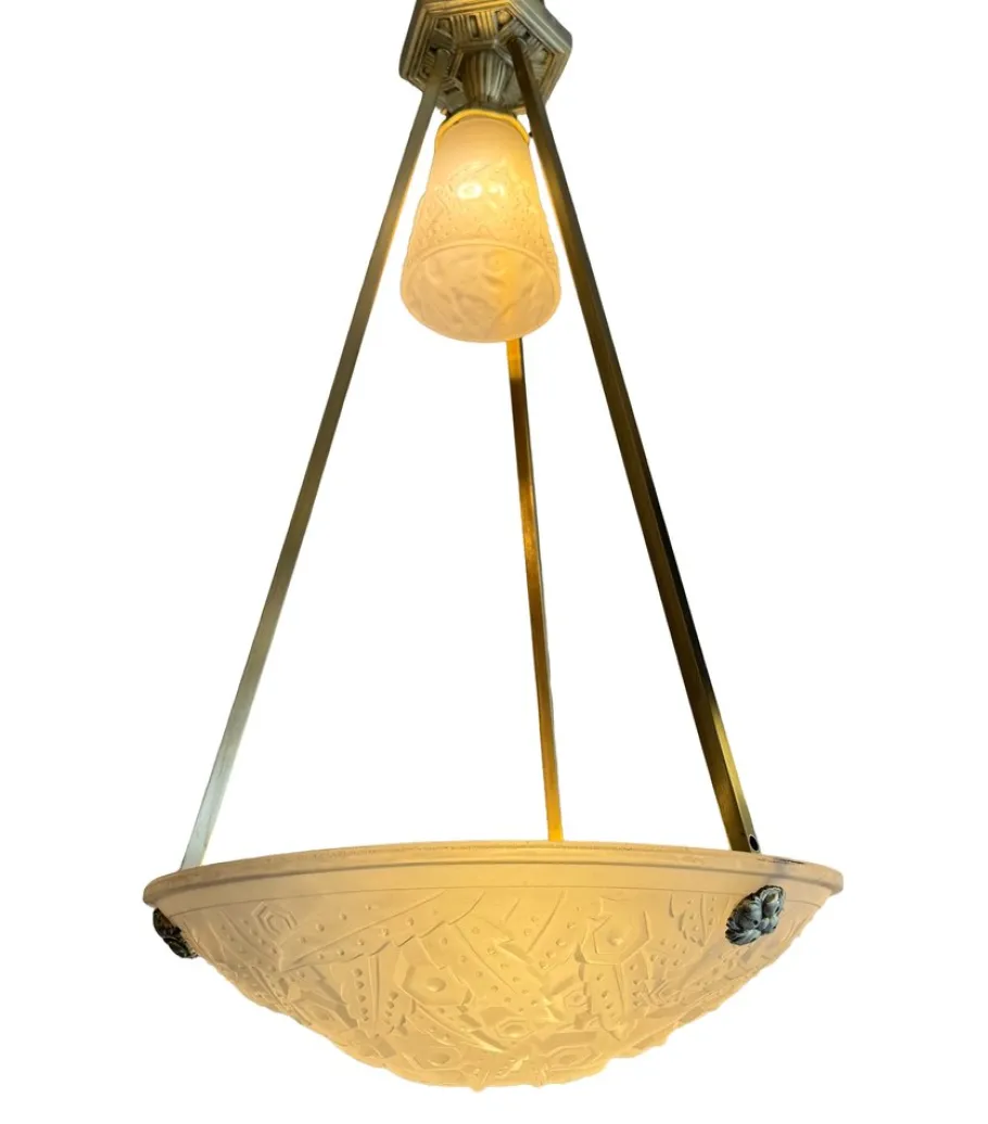Online Pamono Art Deco Pendant Light by Müller Frères Lunéville