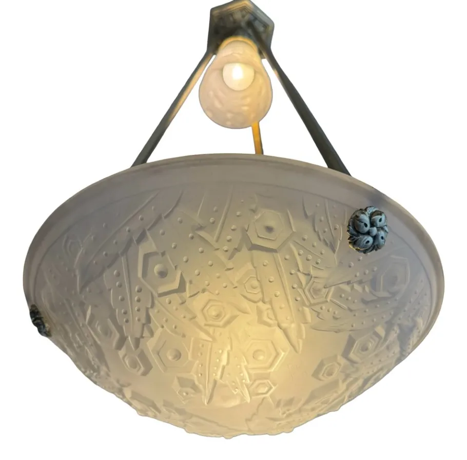 Online Pamono Art Deco Pendant Light by Müller Frères Lunéville