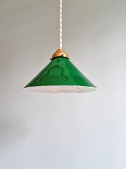 Online Pamono Art Deco Pendant Light in Conical Green Opaline, 1920s