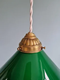 Online Pamono Art Deco Pendant Light in Conical Green Opaline, 1920s