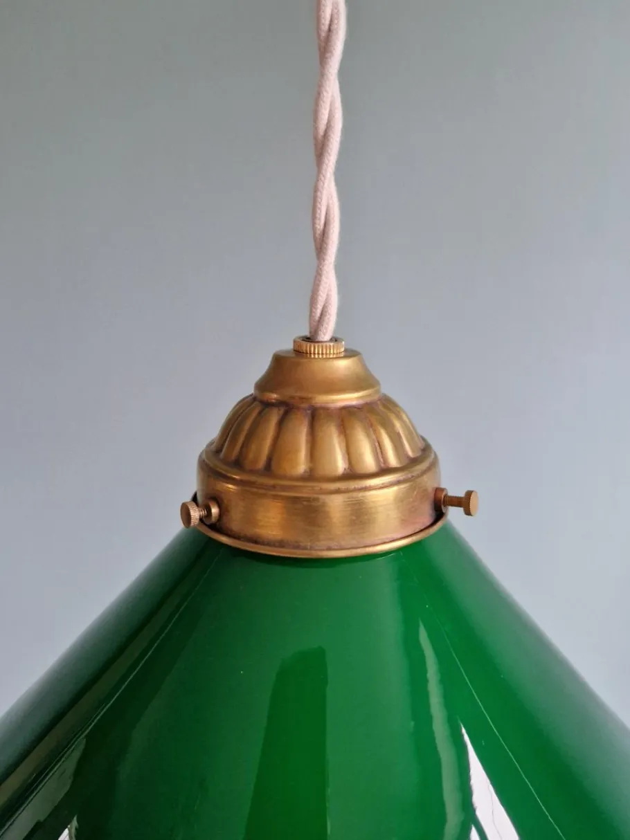 Online Pamono Art Deco Pendant Light in Conical Green Opaline, 1920s