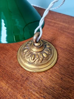 Online Pamono Art Deco Pendant Light in Conical Green Opaline, 1920s