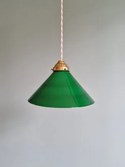 Online Pamono Art Deco Pendant Light in Conical Green Opaline, 1920s