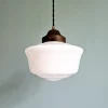 Hot Pamono Art Deco Pendant Light in White Opaline, 1920s-1930s