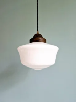 Hot Pamono Art Deco Pendant Light in White Opaline, 1920s-1930s