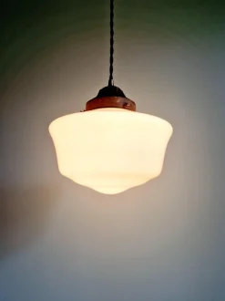 Hot Pamono Art Deco Pendant Light in White Opaline, 1920s-1930s