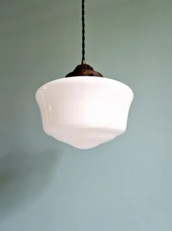 Hot Pamono Art Deco Pendant Light in White Opaline, 1920s-1930s