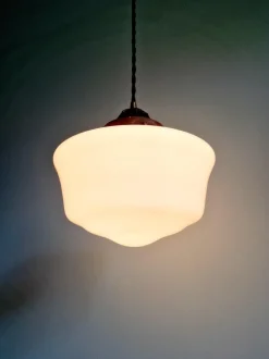 Hot Pamono Art Deco Pendant Light in White Opaline, 1920s-1930s