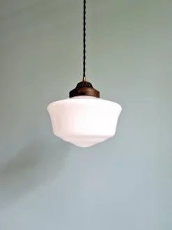 Hot Pamono Art Deco Pendant Light in White Opaline, 1920s-1930s