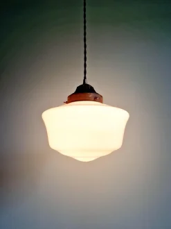 Hot Pamono Art Deco Pendant Light in White Opaline, 1920s-1930s