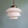 Hot Pamono Art Deco Pendant Light in White Opaline and Copper Metal, 1920s