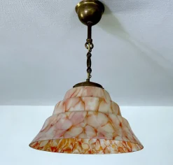 Online Pamono Art Deco Pendant Light in Pink Coral Glass, 1930s