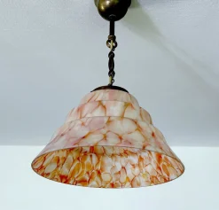 Online Pamono Art Deco Pendant Light in Pink Coral Glass, 1930s