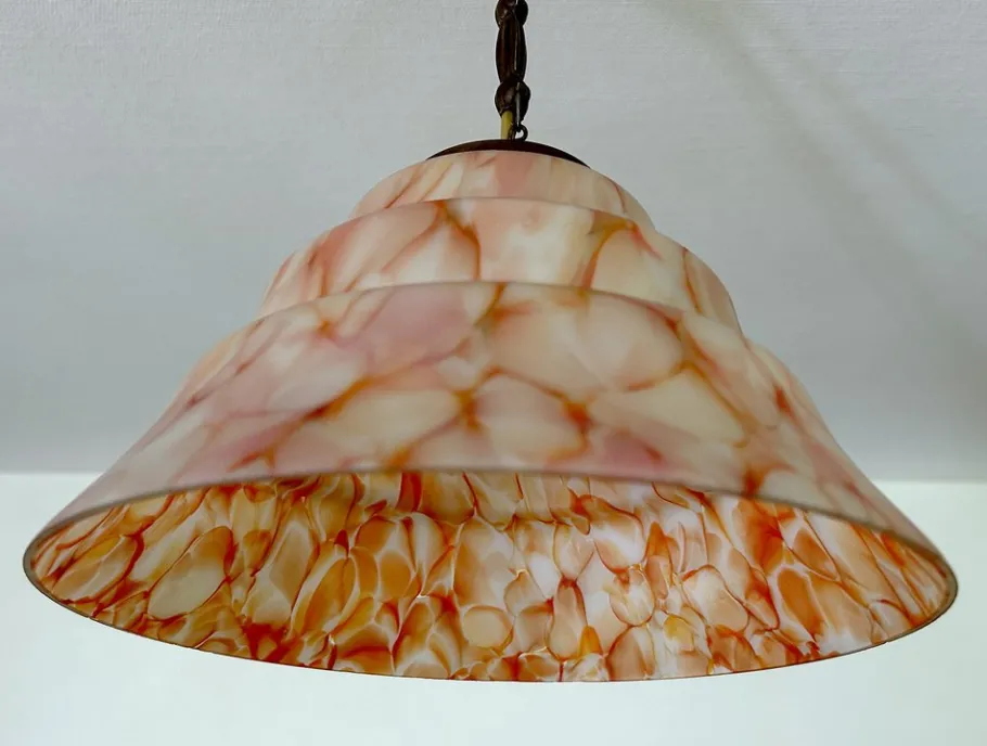 Online Pamono Art Deco Pendant Light in Pink Coral Glass, 1930s
