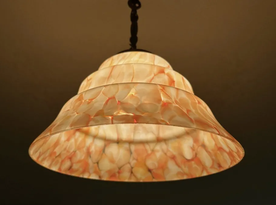 Online Pamono Art Deco Pendant Light in Pink Coral Glass, 1930s