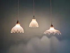 Discount Pamono Art Deco Scalloped Clear Glass Pendant Lights, 1930s, Set of 3