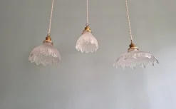 Discount Pamono Art Deco Scalloped Clear Glass Pendant Lights, 1930s, Set of 3