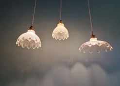 Discount Pamono Art Deco Scalloped Clear Glass Pendant Lights, 1930s, Set of 3