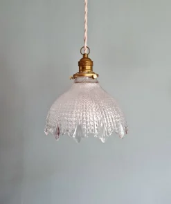 Discount Pamono Art Deco Scalloped Clear Glass Pendant Lights, 1930s, Set of 3