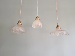 Discount Pamono Art Deco Scalloped Clear Glass Pendant Lights, 1930s, Set of 3
