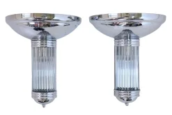 New Pamono Art Deco Scones with Half Shells and Glass Rods, 1990s, Set of 2