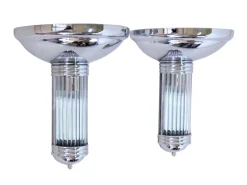 New Pamono Art Deco Scones with Half Shells and Glass Rods, 1990s, Set of 2