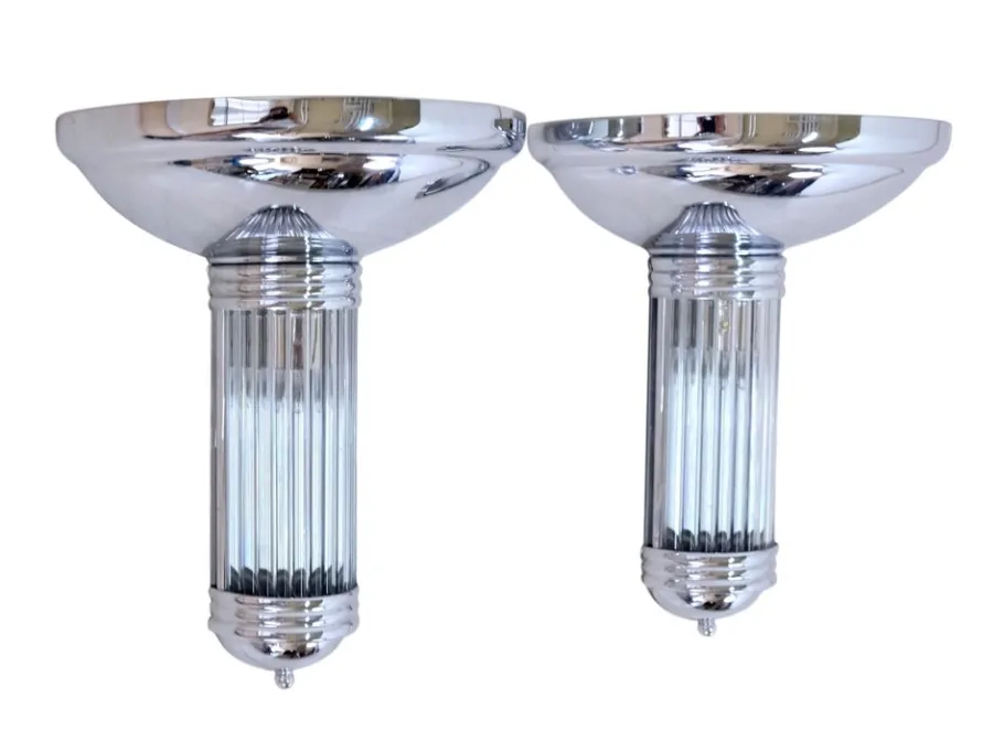 New Pamono Art Deco Scones with Half Shells and Glass Rods, 1990s, Set of 2